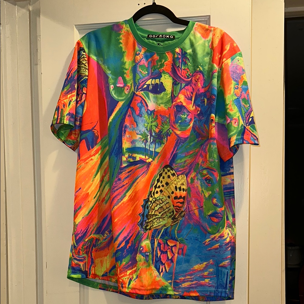 Neon Glow Blacklight Uv Reactive Party Rave Art Tee